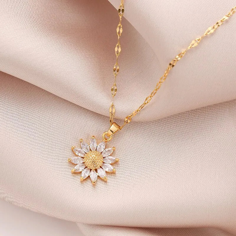 Stainless Steel Sunflower Necklace