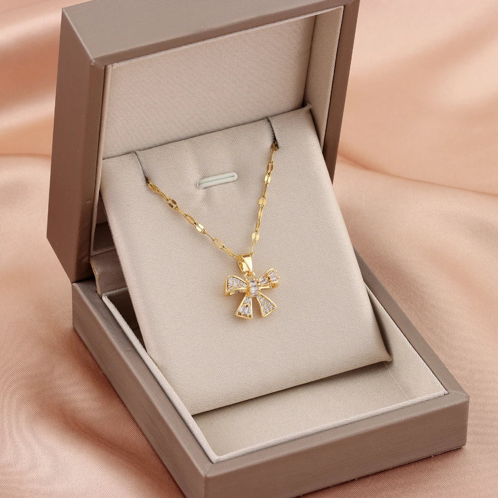 Stainless Steel Bowknot Necklace