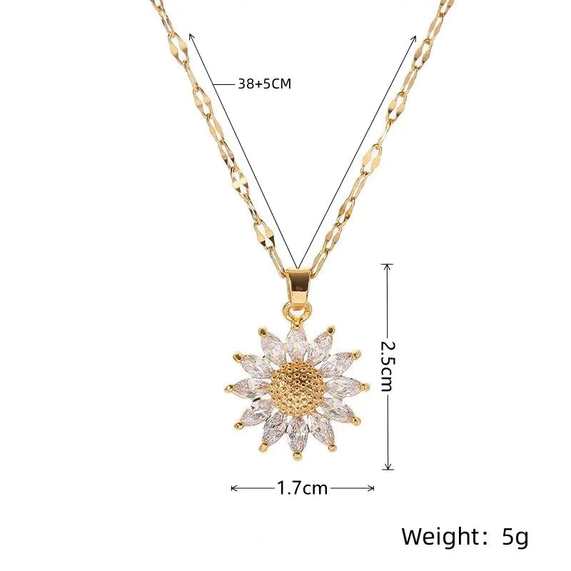 Stainless Steel Sunflower Necklace