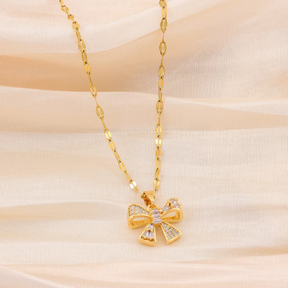 Stainless Steel Bowknot Necklace