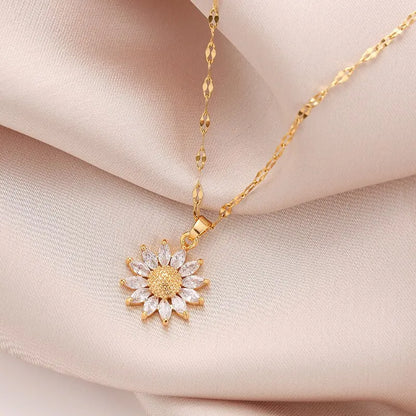Stainless Steel Sunflower Necklace